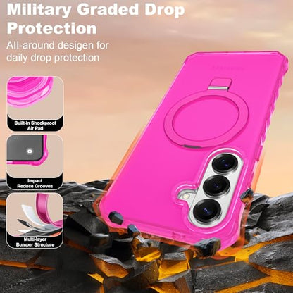 Compatible with Samsung Galaxy S26 Plus Case 6.7'' Cute Wavy Frame with Magnetic Stand [Compatible with Mag-Safe] Military-Grade Translucent Phone Case for S26 Plus, Hot Pink - color: Hot Pink, size: Samsung Galaxy S26 Plus