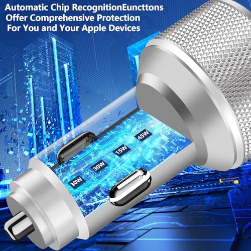 KYOHAYA 2Pack 90W USB C Car Charger, 4-Port Dual USB-C & USB-A Car Charger - color: Polished Silver