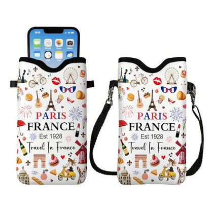 Cell Phone Sleeve Pouch with Adjustable Strap - Paris Gifts - color: Paris