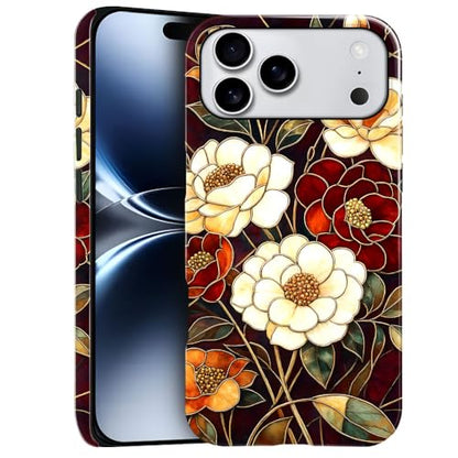 Compatible with iPhone 17 Pro Max,Anti-Scratch Glossy Case Cover,Stained Glass Flower 04 - color: Stained Glass Flower 04, size: IPhone 17 Pro Max