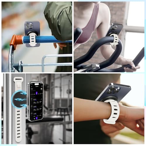 Stroller Phone Holder Magnetic Phone Mount for Home Fitness Bike - color: White