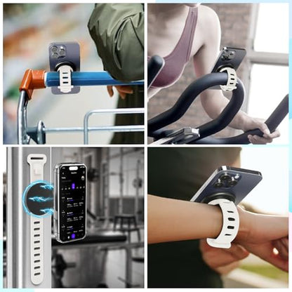 Stroller Phone Holder Magnetic Phone Mount for Home Fitness Bike - color: White