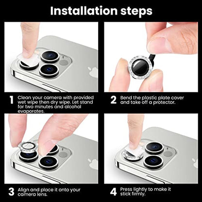 Tensea Bling Camera Lens Protector for iPhone 14 Pro/iPhone 14 Pro Max - color: B-Silver Diamond