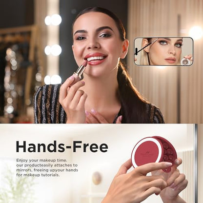 Magnetic Suction Cup Phone Mount with MagSafe, Silicone Hands-Free Grip Holder for iPhone Case and Android, Mirror Shower Phone Stand for Makeup FaceTime Gym Kitchen Bathroom, Deep Red - color: Deep Red