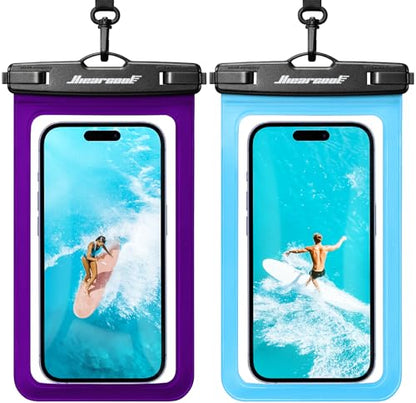 Hiearcool Waterproof Phone Pouch, Waterproof Phone Case, Blue&Purple 2-Pack | Durable multilayer IPX8 protection; touchscreen access and fit up to 8.9 inches; cruise essentials 2026 for beach and pool - color: Blue & Purple