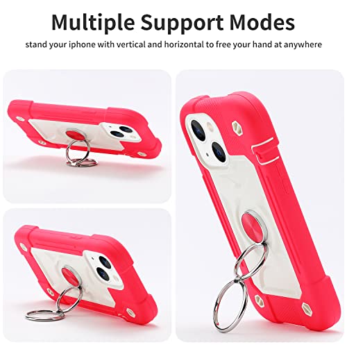 MARKILL Compatible with iPhone 14 Case/iPhone 13 Case 6.1 Inch with Built-in 360°Rotating Ring Stand, Military Grade Drop Protection Full Body Rugged Heavy Duty Durable Cover. Hot Pink - color: Hot Pink, size: iPhone 14/iPhone 13 6.1"