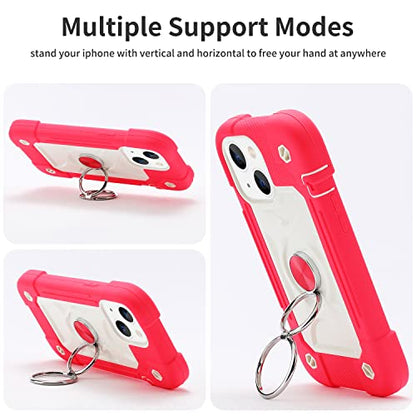 MARKILL Compatible with iPhone 14 Case/iPhone 13 Case 6.1 Inch with Built-in 360°Rotating Ring Stand, Military Grade Drop Protection Full Body Rugged Heavy Duty Durable Cover. Hot Pink - color: Hot Pink, size: iPhone 14/iPhone 13 6.1"