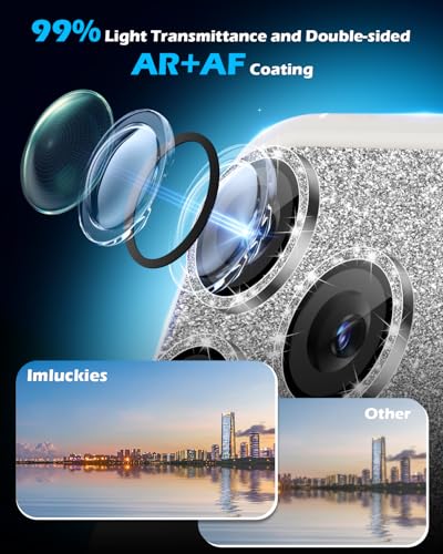 imluckies Compatible with iPhone 17 Pro Max Camera Lens Protector Bling, Ultra HD Tempered Glass Shiny Diamond Camera Plate Sparkle Screen Protection, 9H Anti-Scratch & Easy Install, Glitter Gray - size: 17promax 6.9" Glitter Gray