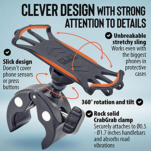 Upgraded 2026 Bicycle & Motorcycle Phone Mount - The Most Secure & Reliable Bike Phone Holder for iPhone, Samsung or Any Smartphone. Stress-Resistant & Highly Adjustable. x10 to Safeness & Comfort