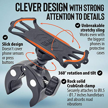 Upgraded 2026 Bicycle & Motorcycle Phone Mount - The Most Secure & Reliable Bike Phone Holder for iPhone, Samsung or Any Smartphone. Stress-Resistant & Highly Adjustable. x10 to Safeness & Comfort