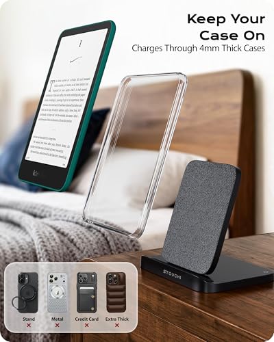 Stouchi Foldable Wireless Charging Dock Compatible with Kindle Paperwhite Signature Editions (2022 & 2024) and Colorsoft Signature Edition, Samsung Ebook，USB-C Charger Stand, Ready-to-Gift