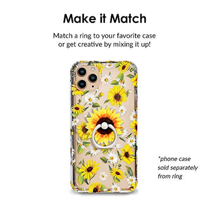 VELVET CAVIAR Cell Phone Ring Holder - Finger Ring & Stand - Improves Phone Grip Compatible with iPhone, Galaxy, Most Smartphones (Sunflower) - color: Sunflower