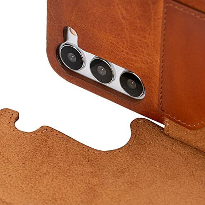 Venito Florence Leather Wallet Phone Case Compatible with Samsung Galaxy S23 Plus (6.6 inches) Case - Extra Secure with RFID Blocking - Detachable Phone Wallet (Antique Brown) - color: Antique Brown, size: S23 Plus