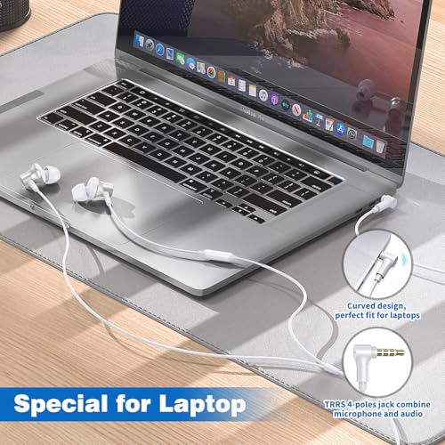 ASKUBSKU 3.5mm Headphones Wired Earbuds for Chromebook Laptop PC, Silver - color: Silver