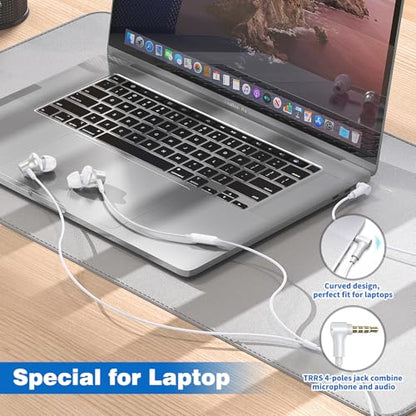 ASKUBSKU 3.5mm Headphones Wired Earbuds for Chromebook Laptop PC, Silver - color: Silver