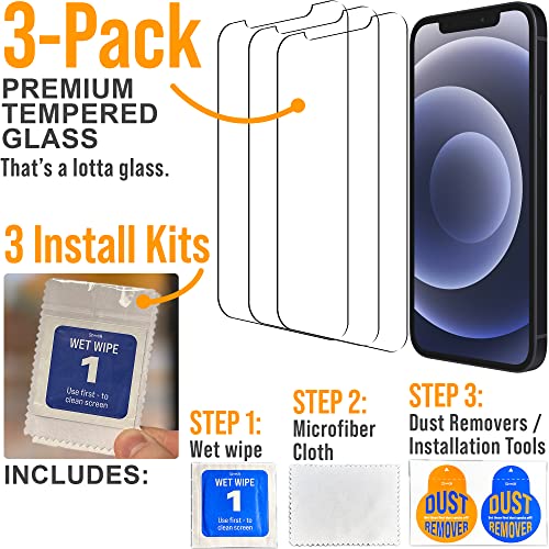 Scooch® Tempered Glass Multipack for iPhone 12 Pro, 3 Screen Protectors and 2 Camera Lens Protectors, Premium 9H Tempered Glass, Anti-Scratch, Anti-Fingerprint, Impact Resistant - size: iPhone 12 Pro