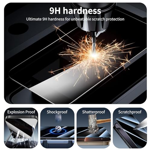 Privacy Screen Protector for Samsung A16/A26/A17, Anti-Spy Tempered Glass, Double Shatterproof 9H Hardness, Private Black Dark Protection, Anti-Scratch Impact Resistant Case-Friendly - 3 Pack - color: A16/A26/A17 Black