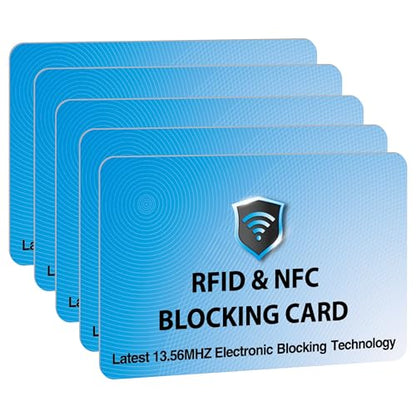 SaiTech IT 5 Pack RFID Blocking Card for Credit Debit ID Card, Sky Blue | Slim Anti-Theft Contactless NFC RFID Blocker Protector, Easily Fit into Wallet and Purse, for Men & Women - color: Sky Blue