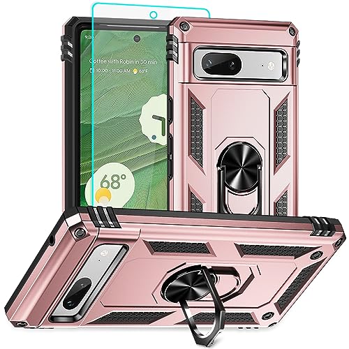 for Pixel 7a Case, Google Pixel 7A Phone Case with HD Screen Protector, [Military Grade 16ft. Drop Tested] Ring Shockproof Protective Phone Case for Google Pixel 7a,Rose Gold - color: Rose Gold, size: Google Pixel 7a Case