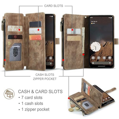 Google Pixel 10/Pixel 10 Pro 5G Wallet Case with Card Holder,Brown - color: Brown, size: Pixel 10/10 Pro 6.3 Inch