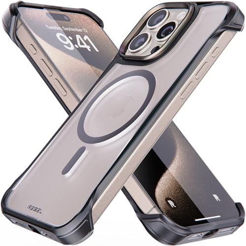 REBEL iPhone 15 Pro Max Clear Case [Frosted Flex Series] Exposed Sides for Comfort, Strong MagSafe Compatible, Matte Texture, Protective Shockproof, Upgraded Frameless Cover, 6.7 Inch Phone 2023 - color: Frosted FLEX, size: iPhone 15 Pro Max