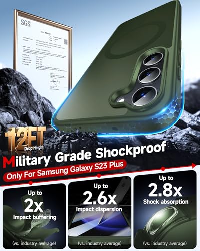 LeYi for S23+/S23 Plus Phone Case: MagSafe Fit & Matte Translucent Slim | Samsung S23 Plus Case Full Body Shockproof Sleek Soft-Touch Funda para S23+ S23Plus Unlocked para Girl Boy Android, Green - color: Green, size: Galaxy S23 Plus (6.6 Inch)