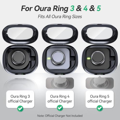 Tensea Portable Charging Case Compatible with Oura Ring Gen 5 & Gen 4 & 3 | (Official Charger NOT Included), 2000mAh Wireless Power Station, Universal Fit, 30-Day Runtime Charger Accessories - color: Black