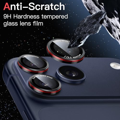JETech Camera Lens Protector for iPhone 17 Pro/17 Pro Max, Black+Red, 1 Set - size: iPhone 17 Pro/17 Pro Max