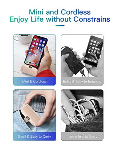 Kuulaa Portable Charger for iPhone 14/13/12/11 Mini 5000mAh Built-in Lightning Plug Power Bank with LED Display, Fast Charging USB-C Input, Compact Travel Battery Pack, Pink - color: Pink