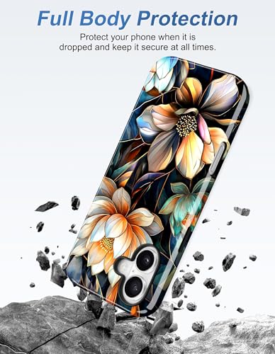 Magnetic Flower Phone Case for iPhone 17 Pro, White Lotus | Compatible with MagSafe, Cute Stained Glass Floral Aesthetic, TPU and PC Shockproof Protective Phone Cover for Women Girls - color: White Lotus