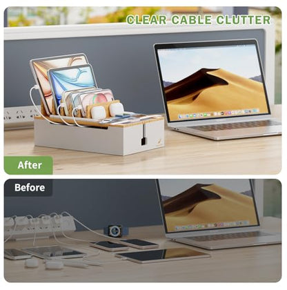 Pezin & Hulin Charging Station, Natural+White (No USB Charger and Cables) - color: Natural+White, size: Dock (No Charger&Cables)