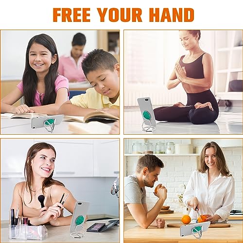 cobee Cell Phone Ring Holder Finger Kickstand, 360° Rotation Metal Cellphone Back Grip Foldable Cell Phone Stand Adjustable Phone Holder Compatible with Most Smartphones(Silver Marbling) - color: Silver Marbling