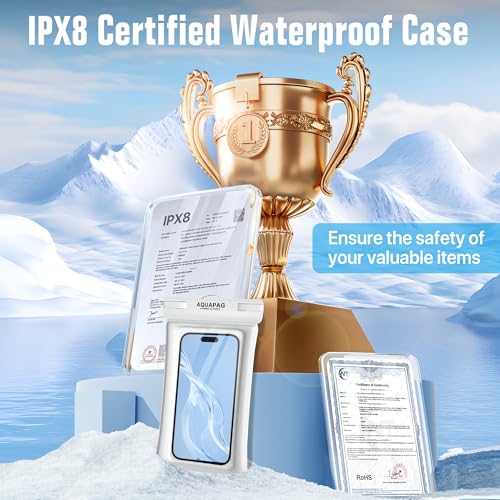 NEPHI IP68 Waterproof Phone Pouch 2 Pack-Up to 8.0"，Adjustable Neck Lanyard Floating Waterproof Phone Case for iPhone,Phone Dry Bags for Vacation Beach Pool Travel Essentials (Aqua Green White 2 pack) - color: Aqua Green White 2 pack