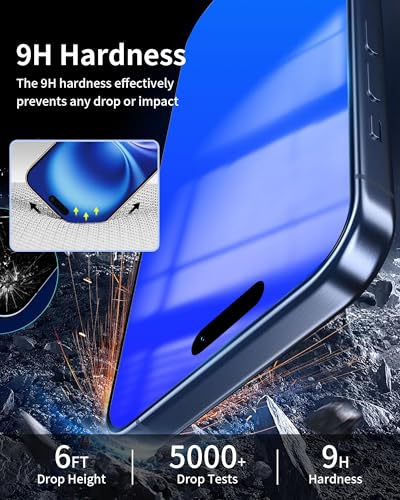 2 Pack Privacy Screen Protector for iPhone 16 Plus 6.7 inch Blue - color: For iphone 16 Plus Blue