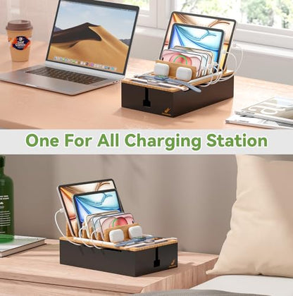 Pezin & Hulin Charging Station, Natural+Black (No USB Charger and Cables) - color: Natural+Black, size: Dock (No Charger&Cables)