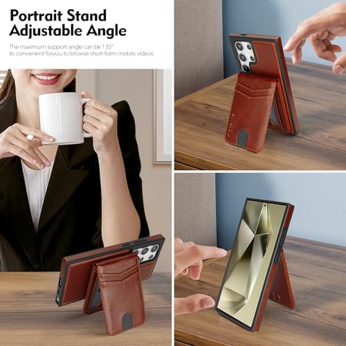 SkyEagle Compatible with Magsafe 2 in 1 Detachable Samsung Galaxy S24 Ultra Wallet Case with Card Holder Women Men Magnetic PU Leather Phone Case RFID Blocking Flip Kickstand Credit Slots,Brown - color: Brown, size: Samsung Galaxy S24 Ultra 6.8"