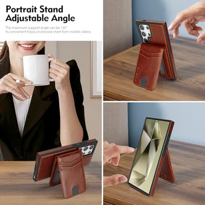 SkyEagle Compatible with Magsafe 2 in 1 Detachable Samsung Galaxy S24 Ultra Wallet Case with Card Holder Women Men Magnetic PU Leather Phone Case RFID Blocking Flip Kickstand Credit Slots,Brown - color: Brown, size: Samsung Galaxy S24 Ultra 6.8"