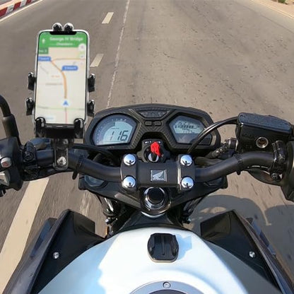 nibbi Motorcycle Phone Mount with Vibration Dampener Ajustable Cell Phone Holder Handlebar for Bike Bicycle Scooter ATV Fit 4.7''-7.1'' Cell Phone - style: U-Bracket Mount