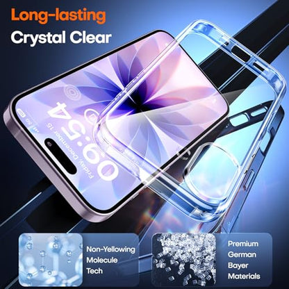 TAURI for iPhone 17 Case, Full Camera Protection with Screen Protector, Anti-Yellowing Military-Grade Protection Shockproof Slim Phone Case for iPhone 17, Clear - color: A-Clear