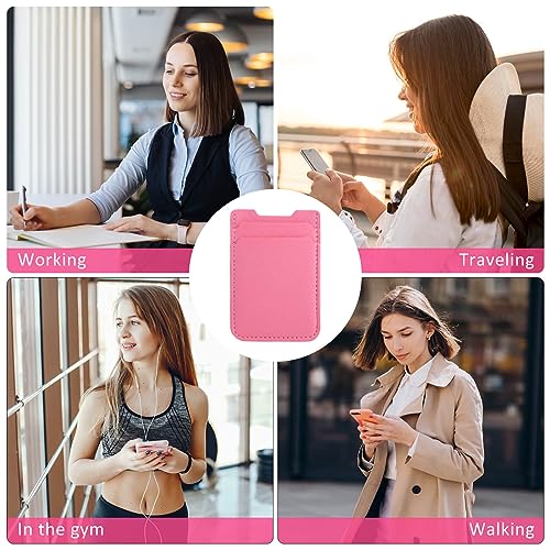 Fulgamo Phone Wallet Stick on,Card Holder for Phone Case,Phone Card Holder - color: Hot Pink,Purple,Nude