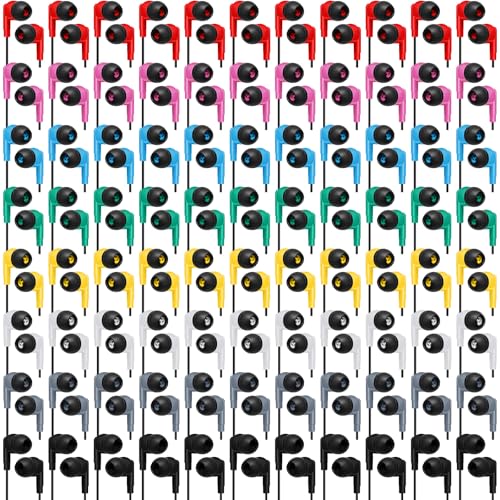 Kigeli 300 Packs Wired Earbuds Bulk, Pure Black - color: Pure Black