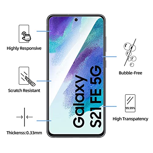 NEW'C 3 Pack Designed for Samsung Galaxy S21 FE 5G Screen Protector Tempered Glass,Case Friendly Scratch-proof, Bubble Free, Ultra Resistant - size: S21 FE 6.4 inches