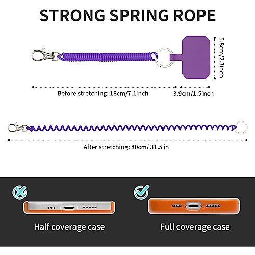 HOTEMIA Phone Tether Lanyard Anti Theft Phone Strap with Carabiner Anti-drop Outdoor Skiing Hiking Cycling fishing Climbing fit iPhone and Most Cell Phone (Black+Purple) - color: Black+purple