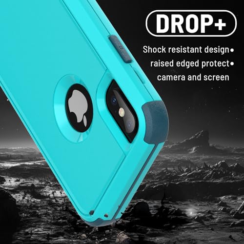 X-belmox for iPhone XR Phone Case [Dropproof] [Shockproof] Turquoise Green | 3-Layers Heavy Duty Drop Protection Case Cover for iPhone XR with Screen Protector, Rugged Protective XR Phone Case 6.1 Inch - color: Turquoise