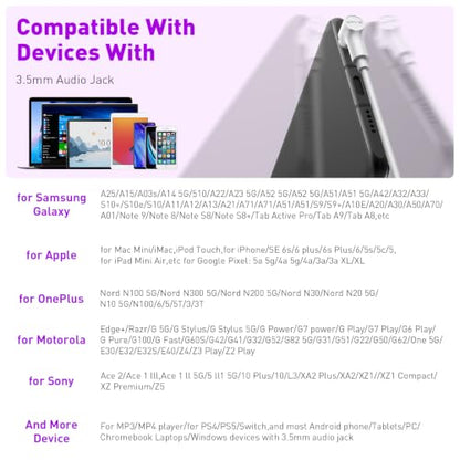 Wired Earbuds 3.5mm Headphones with Mic for Laptop PC Chromebook,Purple - color: Purple