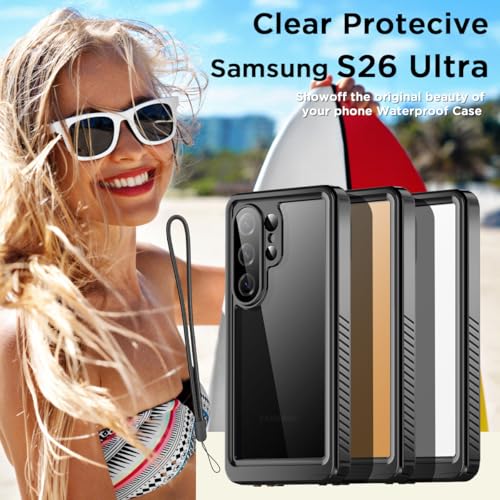 AICase for Samsung Galaxy S26 Ultra Case Waterproof, Clear Water Proof Shockproof Snowproof Dustproof Full Body Rugged Transparent Underwater Phone Case for Galaxy S26 Ultra Built-in Screen Protector - size: S26 ULTRA