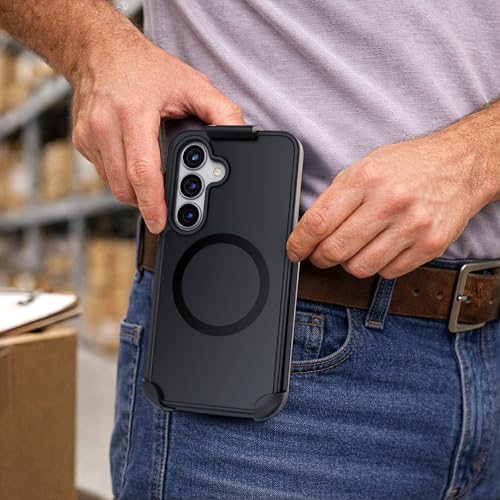 Encased SlimShield for Samsung Galaxy S26 Plus Case with Belt Clip (Compatible with MagSafe) Slim Protective Case & Holster (Black) - color: Black, size: S26 Plus