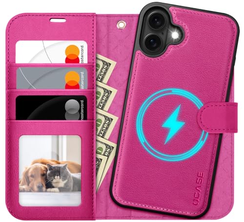 OCASE for iPhone 17 Detachable Wallet Case with Card Holder, 2 in 1 PU Leather Flip Folio with RFID Blocking Stand Wrist Strap Shockproof Phone Cover 6.3 Inch 2025, Rose - color: Rose, size: iPhone 17