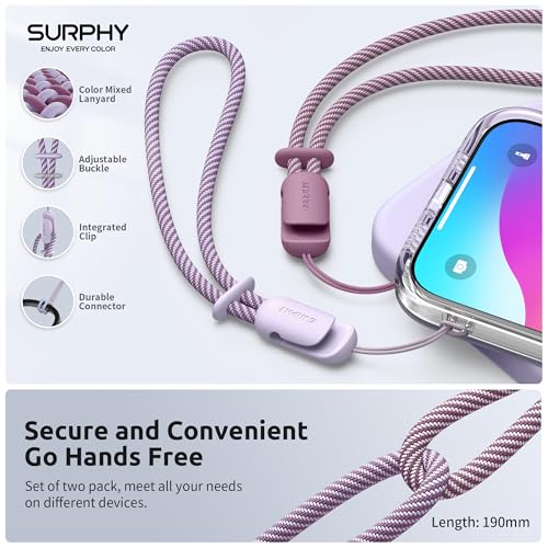 SURPHY 2 Pack Phone Lanyard, Phone Wrist Strap for Case, Camera Wrist Strap - color: Lilac & Lilac Purple