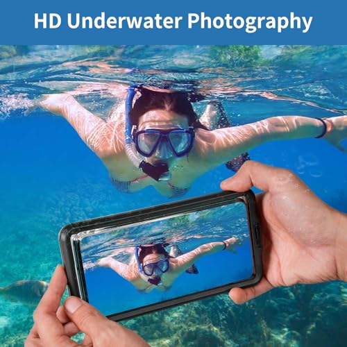 Vacuum Sealed Waterproof Phone Case - IPX68 Underwater Cell Phone Pouch for Snorkeling, Swimming & Beach Essentials - Wet Hand Touch Compatible with iPhone up to 6.9” Black